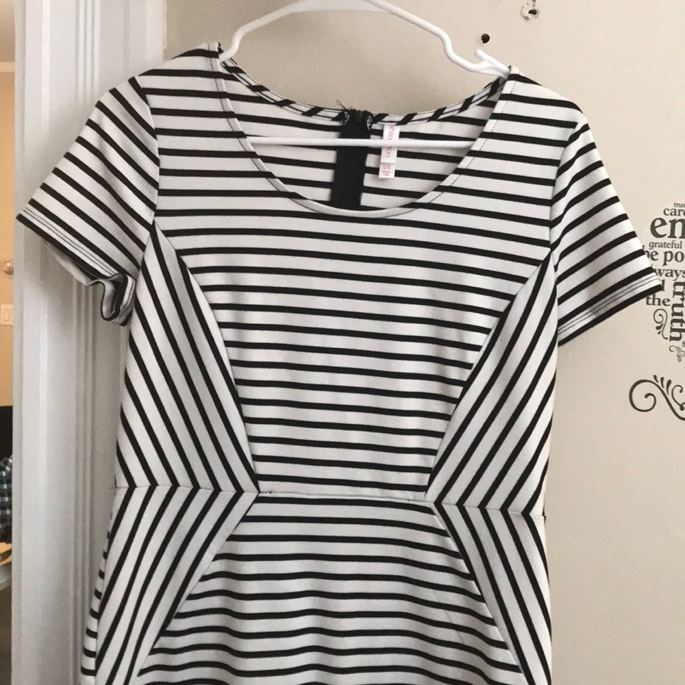 A large black and white stripe xhilaration dress